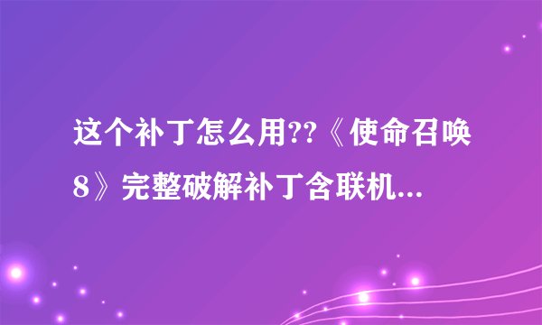 这个补丁怎么用??《使命召唤8》完整破解补丁含联机修正补丁 怎么 联机