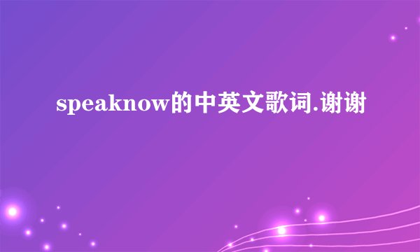 speaknow的中英文歌词.谢谢