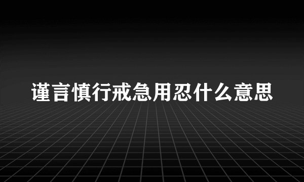 谨言慎行戒急用忍什么意思