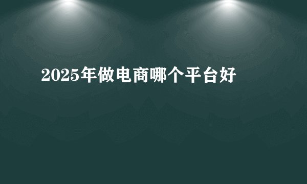 2025年做电商哪个平台好