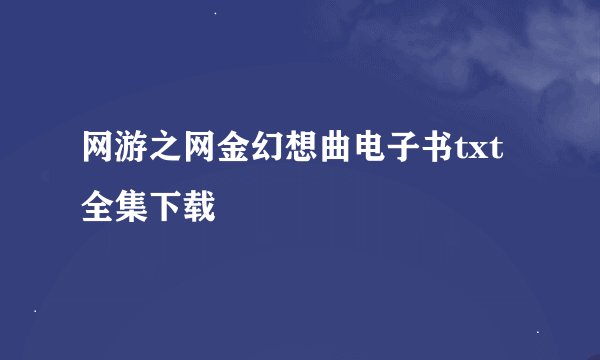 网游之网金幻想曲电子书txt全集下载