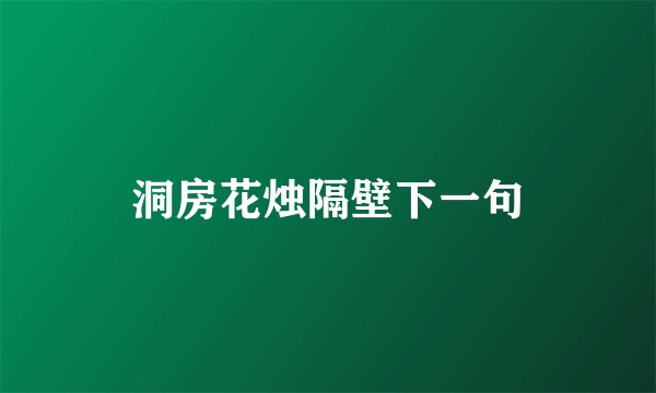 洞房花烛隔壁下一句