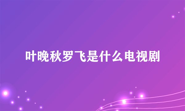 叶晚秋罗飞是什么电视剧