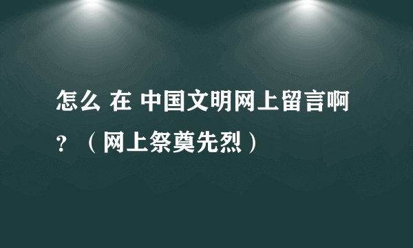 怎么 在 中国文明网上留言啊？（网上祭奠先烈）