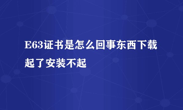 E63证书是怎么回事东西下载起了安装不起