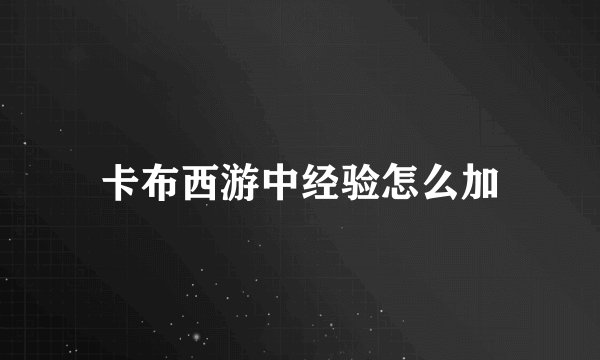 卡布西游中经验怎么加