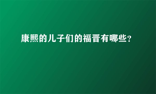 康熙的儿子们的福晋有哪些？