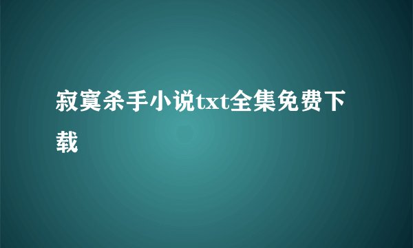寂寞杀手小说txt全集免费下载
