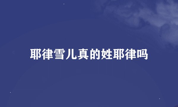 耶律雪儿真的姓耶律吗