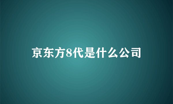 京东方8代是什么公司