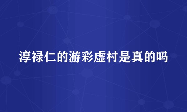 淳禄仁的游彩虚村是真的吗