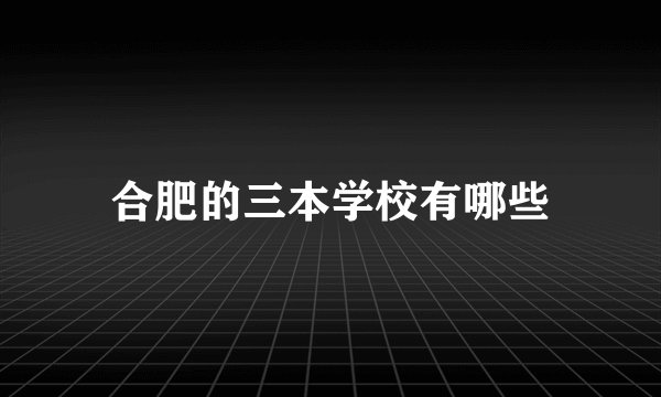 合肥的三本学校有哪些