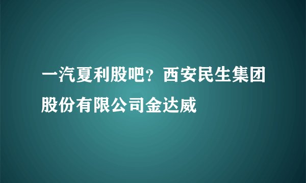 一汽夏利股吧？西安民生集团股份有限公司金达威