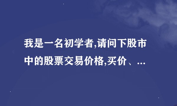 我是一名初学者,请问下股市中的股票交易价格,买价、卖价是怎样定的?