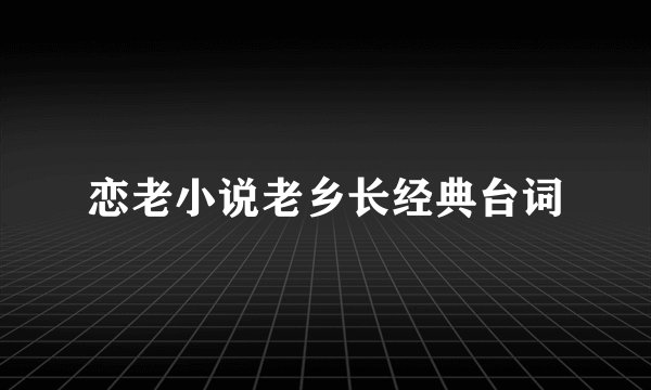 恋老小说老乡长经典台词