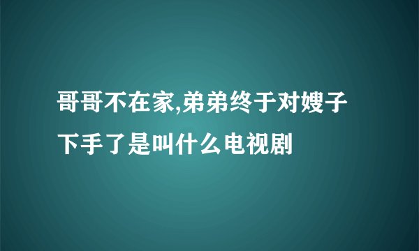 哥哥不在家,弟弟终于对嫂子下手了是叫什么电视剧
