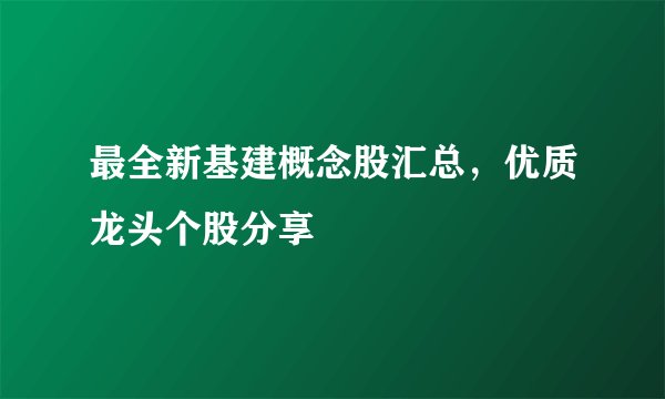 最全新基建概念股汇总,优质龙头个股分享