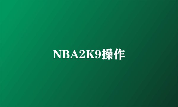 NBA2K9操作