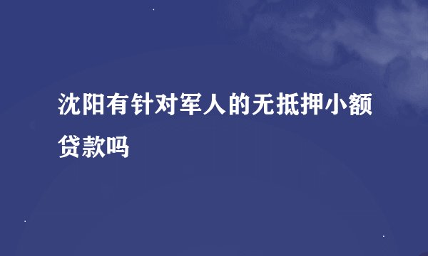 沈阳有针对军人的无抵押小额贷款吗