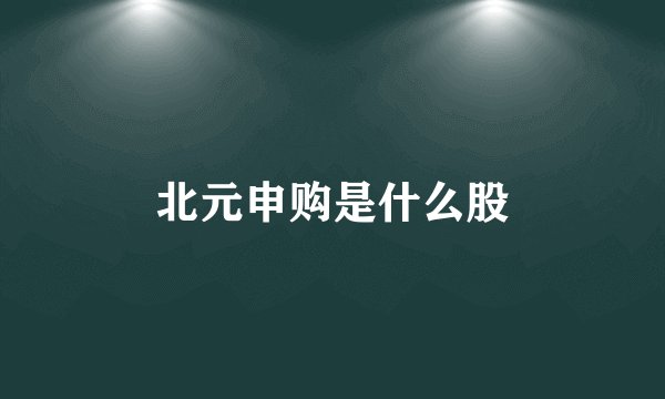 北元申购是什么股