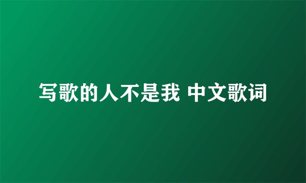 写歌的人不是我 中文歌词