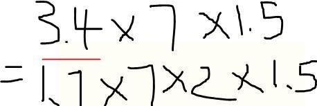 3.4x7x1.5的简便方法