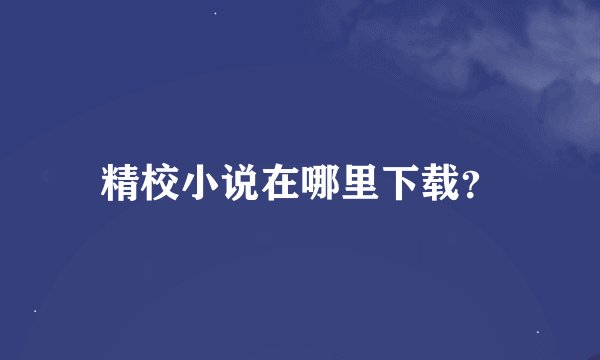 精校小说在哪里下载？