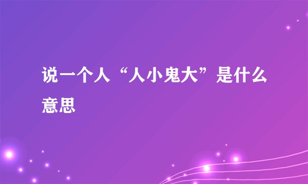 说一个人“人小鬼大”是什么意思