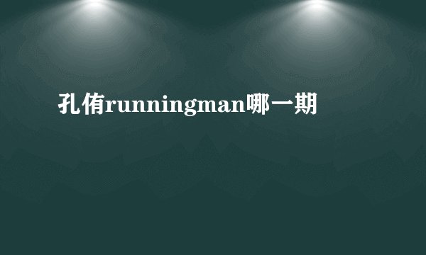 孔侑runningman哪一期