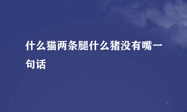 什么猫两条腿什么猪没有嘴一句话