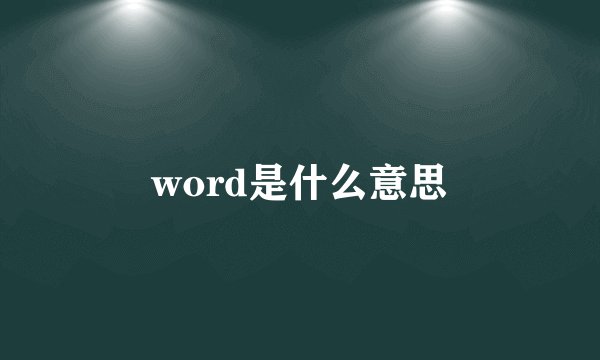 word是什么意思