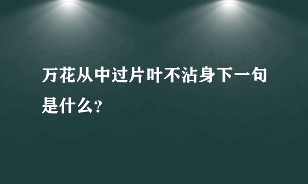 万花从中过片叶不沾身下一句是什么？