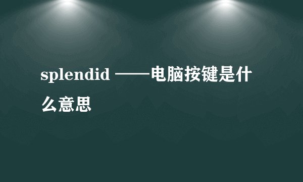 splendid ——电脑按键是什么意思