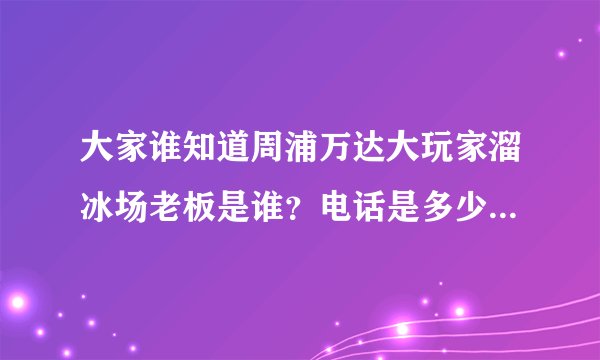 大家谁知道周浦万达大玩家溜冰场老板是谁？电话是多少，摆脱摆脱！高额悬赏