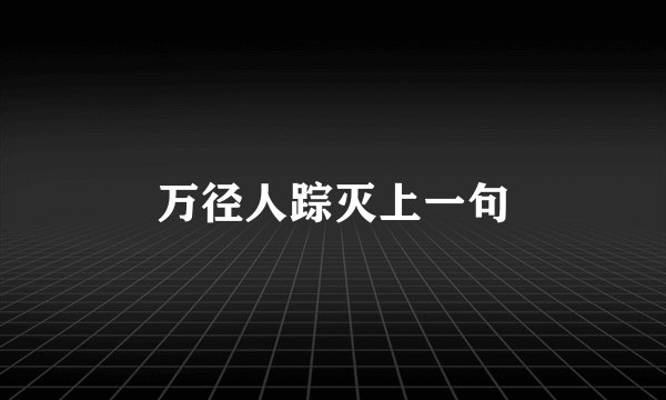 万径人踪灭上一句
