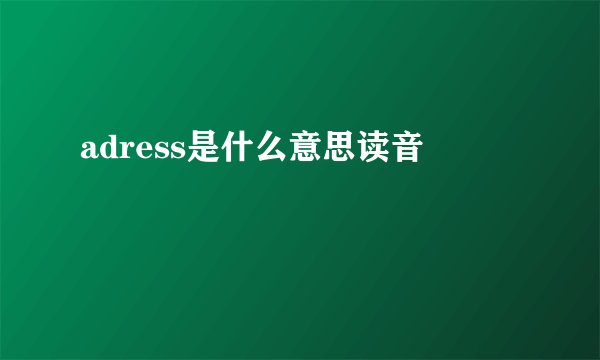 adress是什么意思读音
