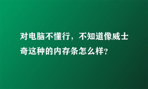 对电脑不懂行，不知道像威士奇这种的内存条怎么样？