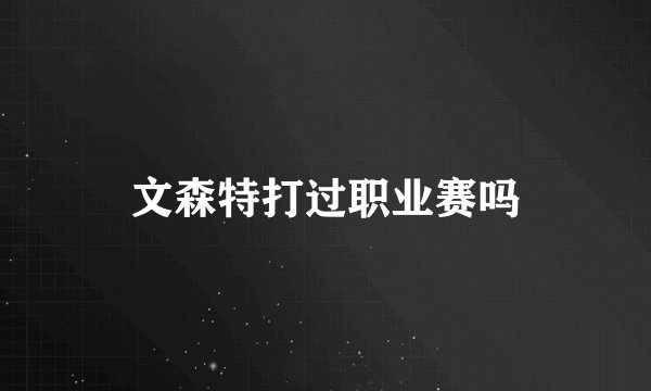 文森特打过职业赛吗