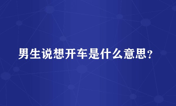 男生说想开车是什么意思？