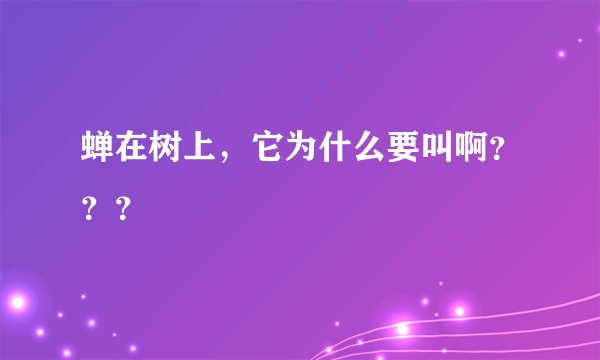 蝉在树上，它为什么要叫啊？？？