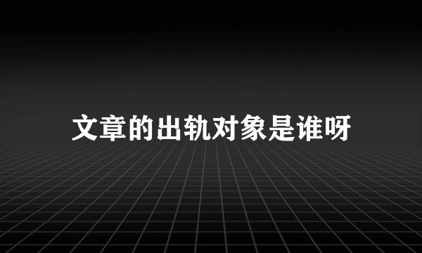 文章的出轨对象是谁呀