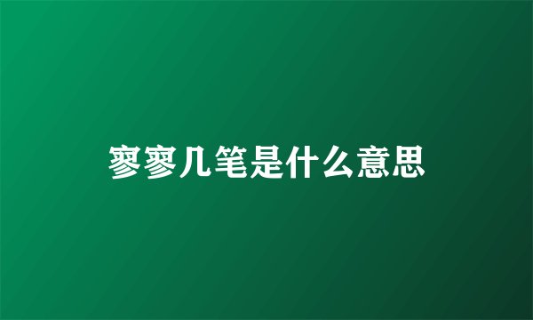 寥寥几笔是什么意思