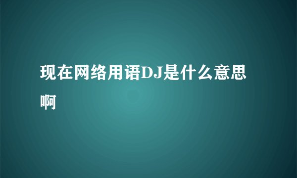 现在网络用语DJ是什么意思啊