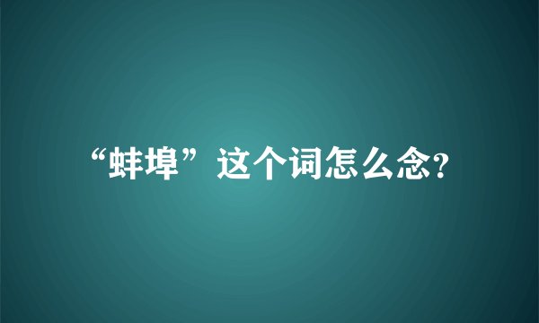 “蚌埠”这个词怎么念？