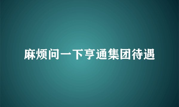 麻烦问一下亨通集团待遇