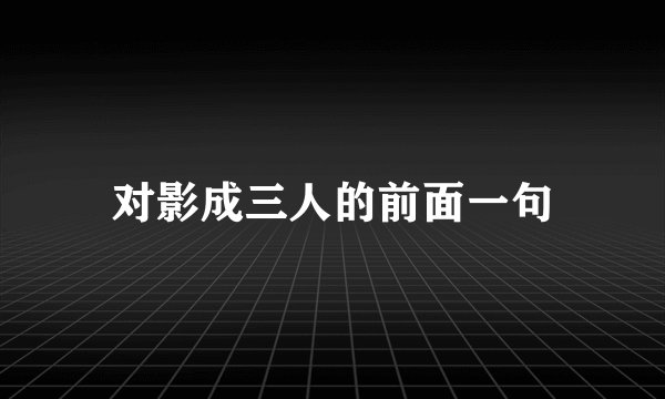 对影成三人的前面一句