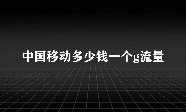 中国移动多少钱一个g流量