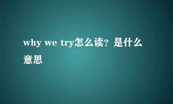 why we try怎么读？是什么意思