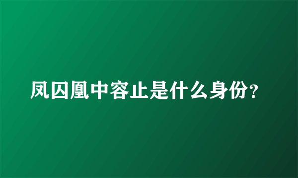 凤囚凰中容止是什么身份？