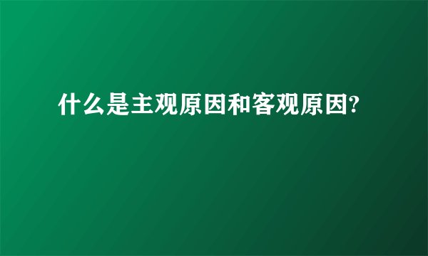 什么是主观原因和客观原因?